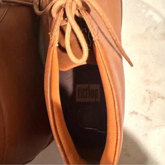 FitFlop MENS Andor Tumbled Leather High Top Lace Up Sneakers Tan Size 11
