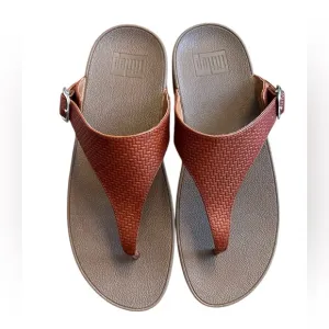 Fitflop Thong Leather Wedge Sandals - Size 8