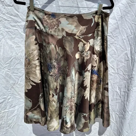 Floral 100% Silk Ralph Lauren Fully Lined Circle Skirt