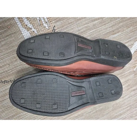 Florsheim Leather Loafers Tassel Brown Woven Slip On Dress Shoes 11.5D