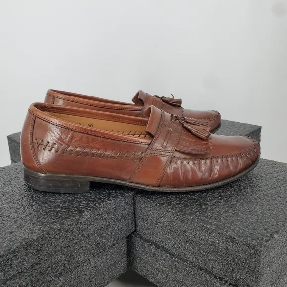 Florsheim Men PISA Moc Toe Tassel Loafers Size 9D Shoes Cognac