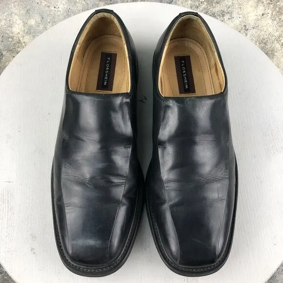 Florsheim Men's Size 10M Black Leather Closed Toe Slip On Loafers Dress Shoes