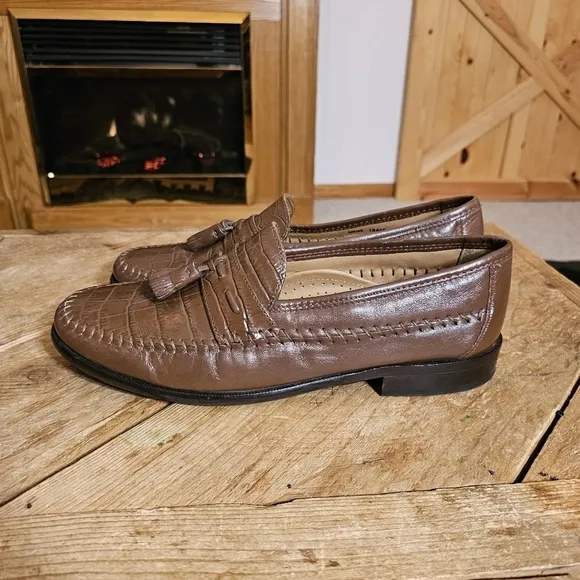 Florsheim Pisa Crocodile Print Loafers Size 10 D excellent pre-owned condition