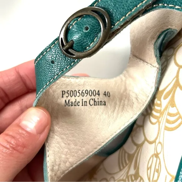 Fly London Teal Genuine Leather Yanca Open Toe Wedge Asymmetrical Sandals