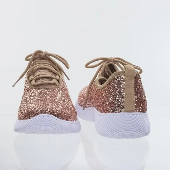 Forever Glitter Sneaker w Elastic Tongue &amp; White Outsole size 10