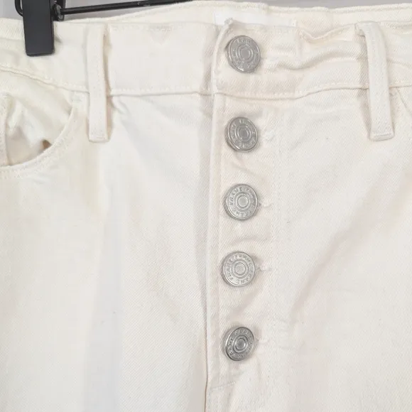 Frame Ali Wide Crop High Waist Raw Hem Button Fly Jeans Size 31 Au Natural EUC