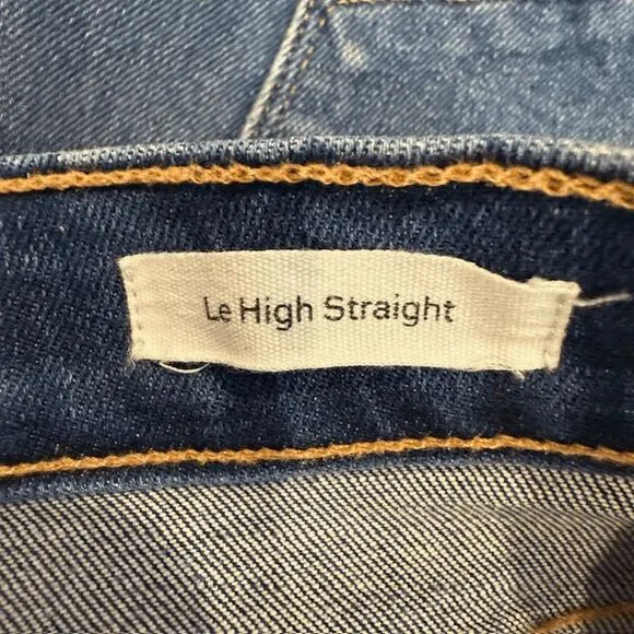 FRAME Le High Straight Jeans Lambeth Lane Wash Cropped Frayed Cuff Size 31