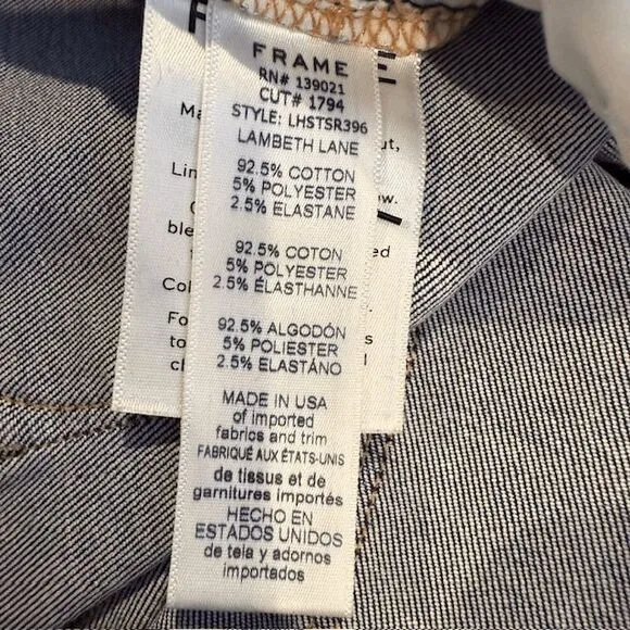 FRAME Le High Straight Jeans Lambeth Lane Wash Cropped Frayed Cuff Size 31