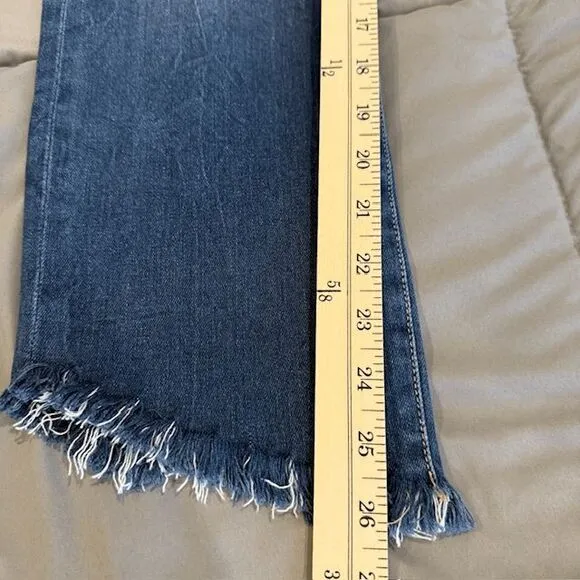 FRAME Le High Straight Jeans Lambeth Lane Wash Cropped Frayed Cuff Size 31