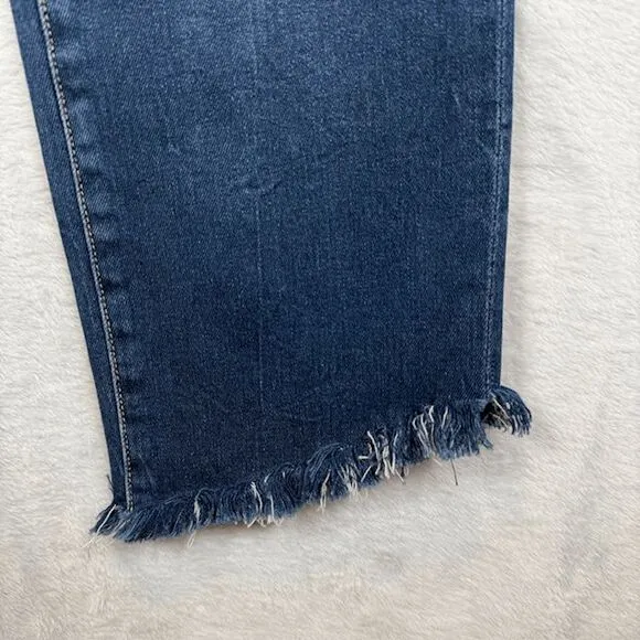 FRAME Le High Straight Jeans Lambeth Lane Wash Cropped Frayed Cuff Size 31