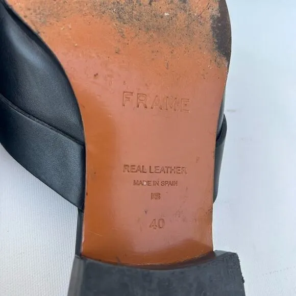 Frame Le Willoughby Mules Noir Black Leather Sweetzer Flats Loafers 40 Size 8.5