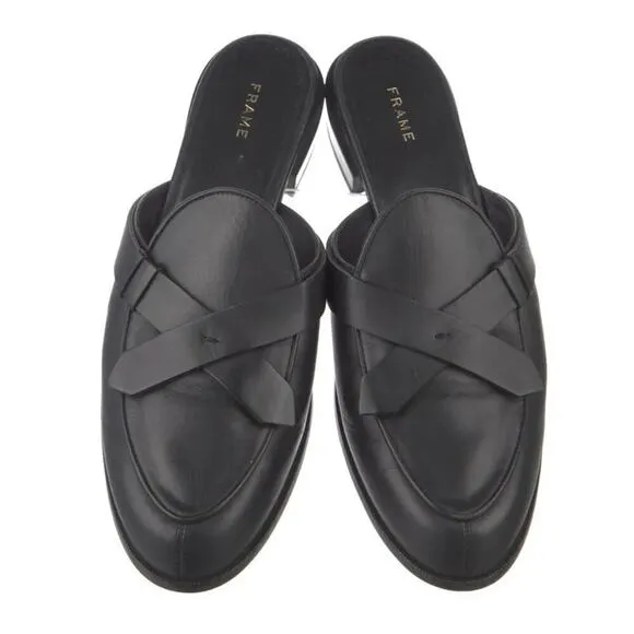 Frame Le Willoughby Mules Noir Black Leather Sweetzer Flats Loafers 40 Size 8.5