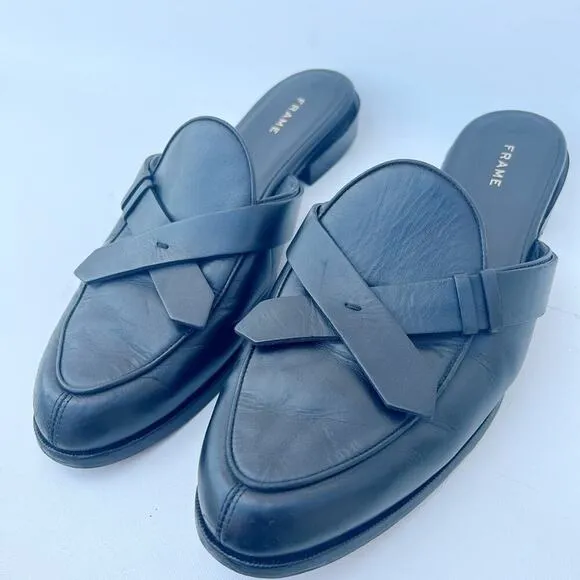 Frame Le Willoughby Mules Noir Black Leather Sweetzer Flats Loafers 40 Size 8.5