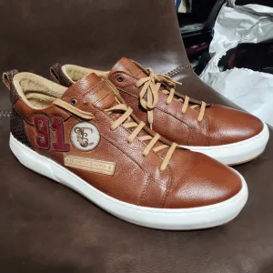 Franco Cuadra Brown Leather Sneakers Designer Casual Shoes sz MX-31 US-12.5