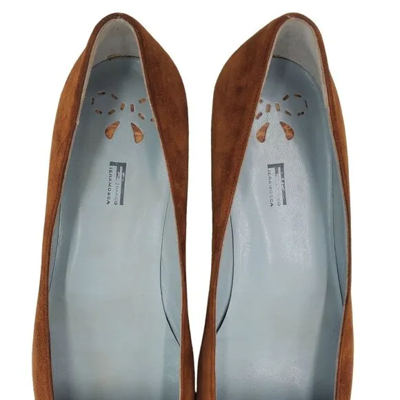 Franco Fieramosca Italy Womens 9 Exotic Brown Crocodile Suede Dress Shoe Loafers