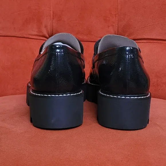 Franco Sarto Balin Lug Sole Penny Loafer Midnight Navy Patent Leather Size 10