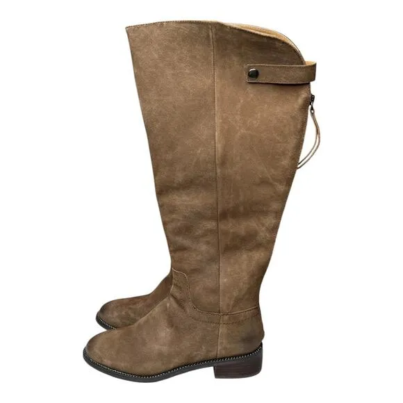 Franco Sarto Brenna Brown Suede Boots Size 8 Wide Calf