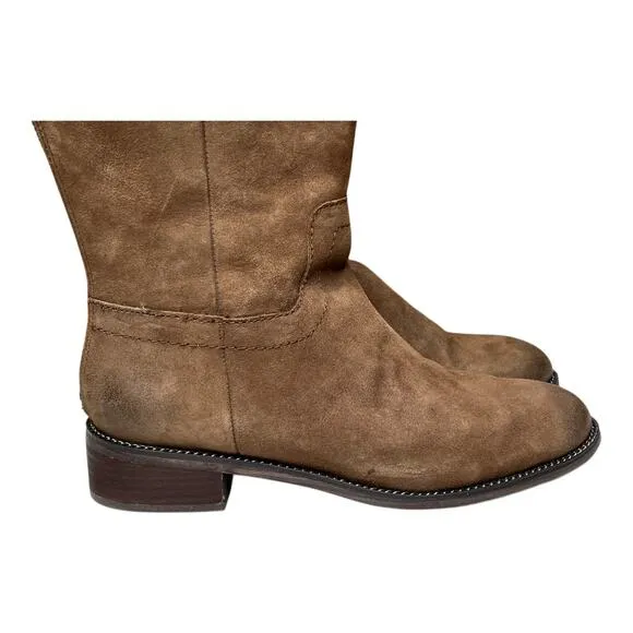 Franco Sarto Brenna Brown Suede Boots Size 8 Wide Calf