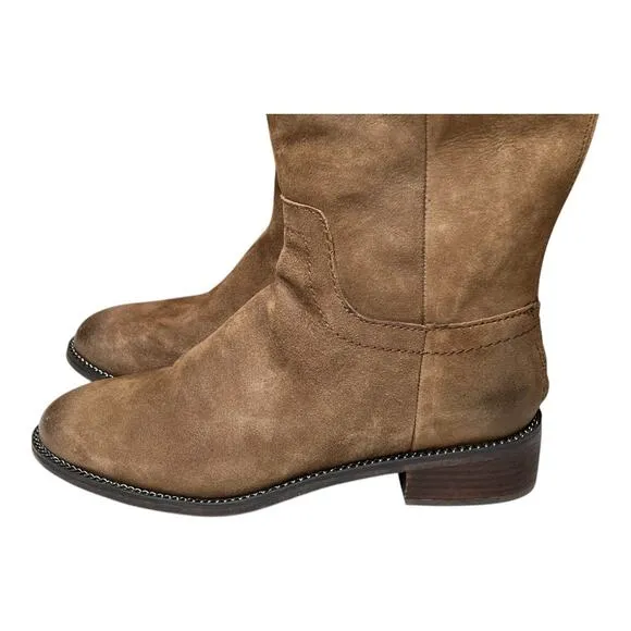 Franco Sarto Brenna Brown Suede Boots Size 8 Wide Calf
