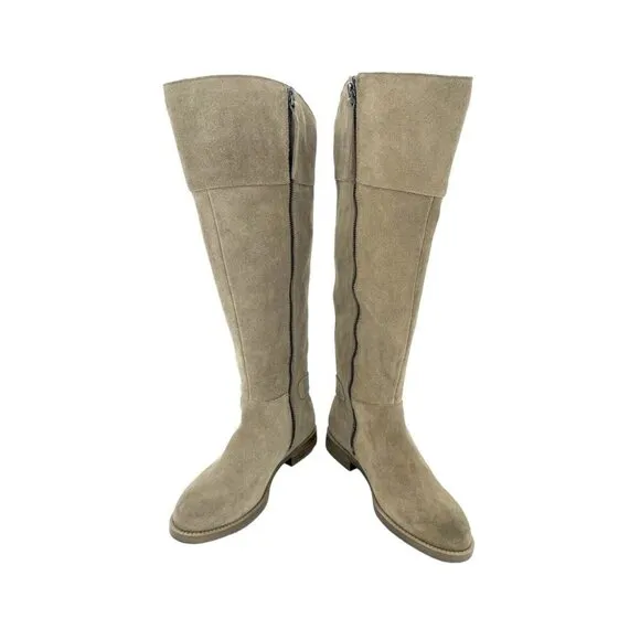 Franco Sarto Caydee Tan Suede Leather Wide Calf Tall Boots Sz 5 New $189