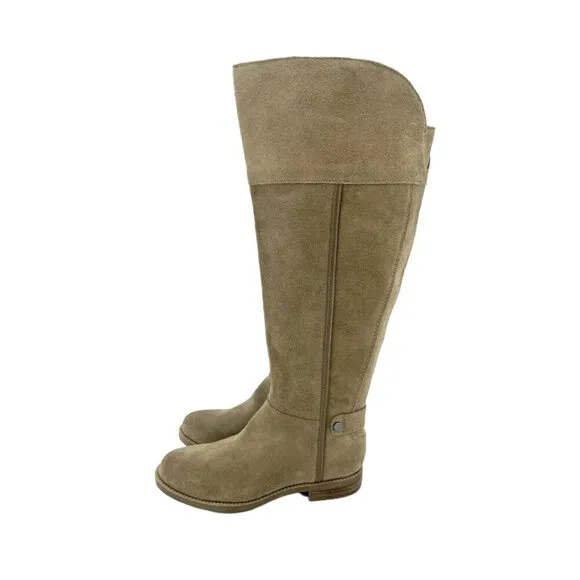 Franco Sarto Caydee Tan Suede Leather Wide Calf Tall Boots Sz 5 New $189