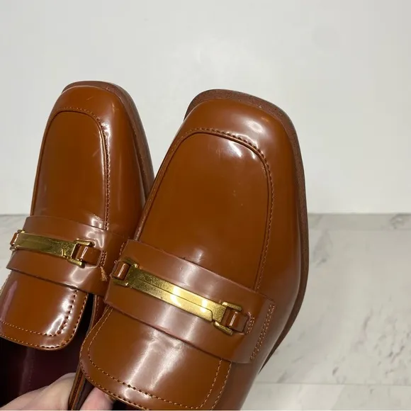 Franco Sarto Dalia Brown Square Toe Heeled Loafer 9 1/2 M