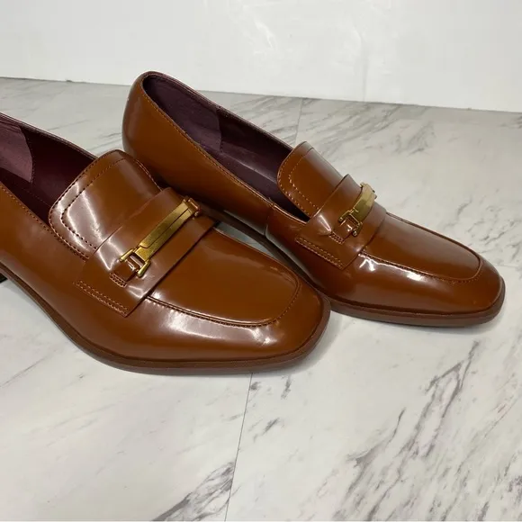Franco Sarto Dalia Brown Square Toe Heeled Loafer 9 1/2 M