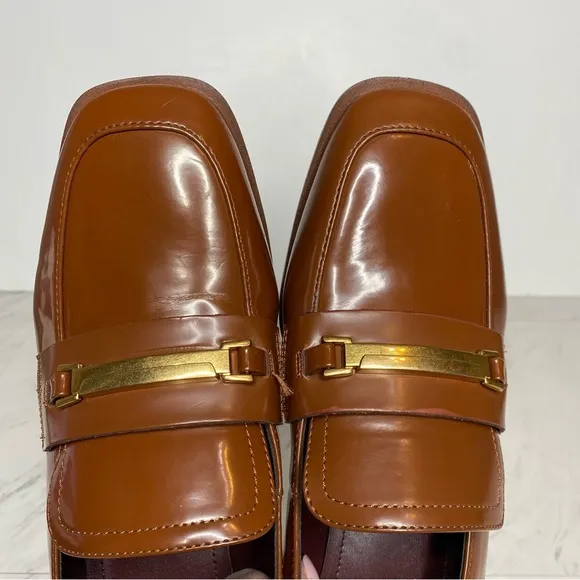 Franco Sarto Dalia Brown Square Toe Heeled Loafer 9 1/2 M