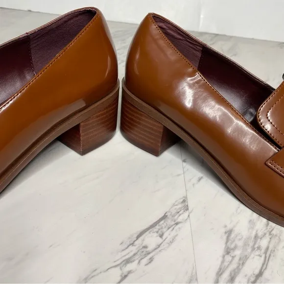 Franco Sarto Dalia Brown Square Toe Heeled Loafer 9 1/2 M