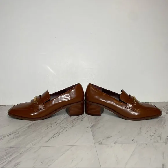 Franco Sarto Dalia Brown Square Toe Heeled Loafer 9 1/2 M