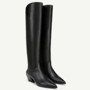 Franco Sarto Gwyn Knee High Boot In Black Leather (WIDE CALF)