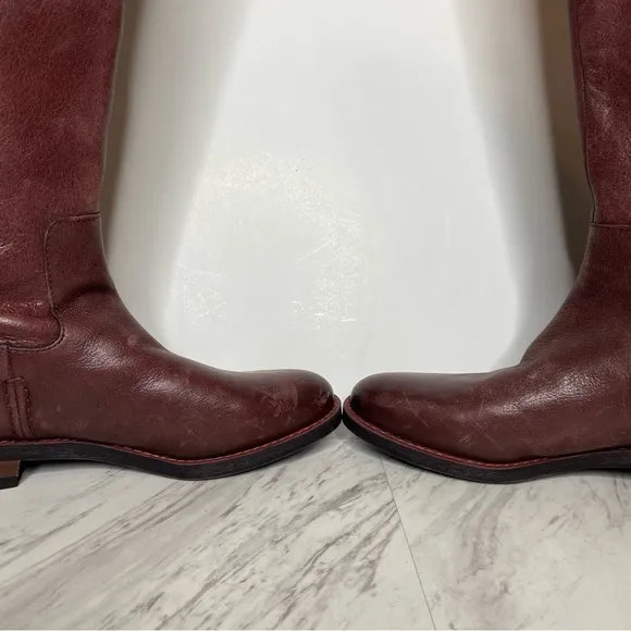 Franco Sarto Meyer Wide Calf Maroon Leather Tall Riding Boot 6 1/2 M