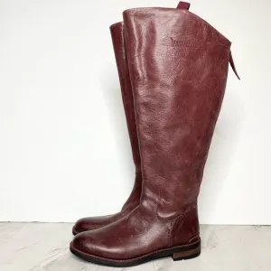 Franco Sarto Meyer Wide Calf Maroon Leather Tall Riding Boot 6 1/2 M