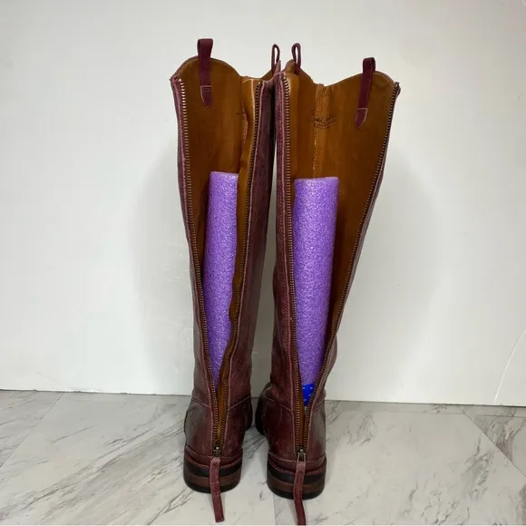Franco Sarto Meyer Wide Calf Maroon Leather Tall Riding Boot 6 1/2 M