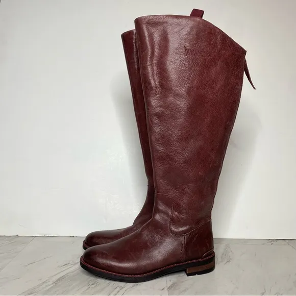 Franco Sarto Meyer Wide Calf Maroon Leather Tall Riding Boot 6 1/2 M