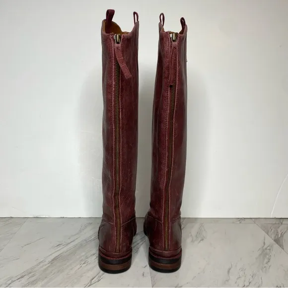 Franco Sarto Meyer Wide Calf Maroon Leather Tall Riding Boot 6 1/2 M