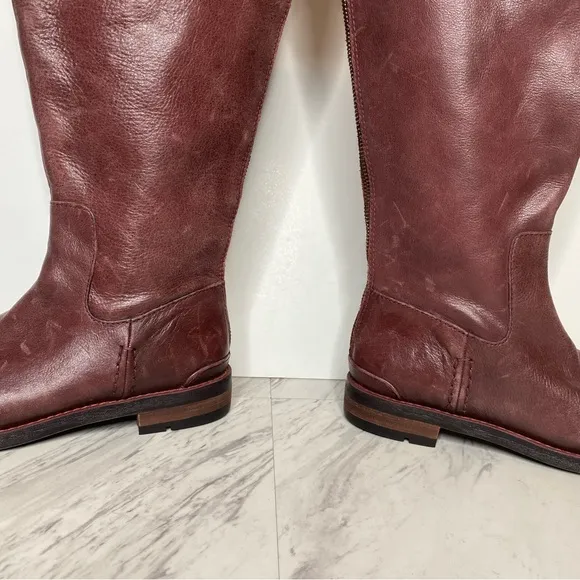 Franco Sarto Meyer Wide Calf Maroon Leather Tall Riding Boot 6 1/2 M