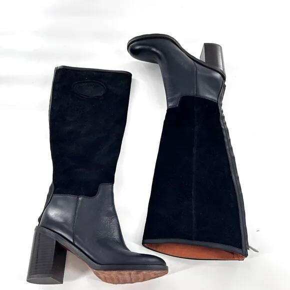 Franco Sarto Rivet Tall Riding Boots 8 Heel NWOT Suede Leather High Academia
