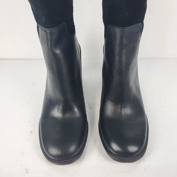 FRANCO SARTO rivettall leather casual knee high boots Stacked Heel 10 M