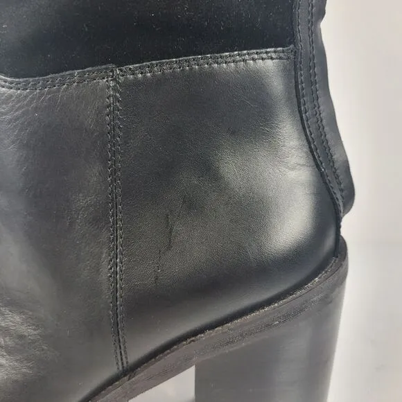 FRANCO SARTO rivettall leather casual knee high boots Stacked Heel 10 M