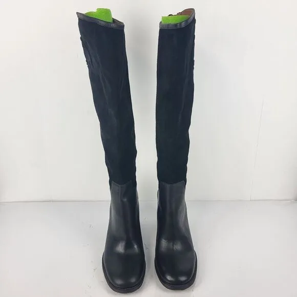 FRANCO SARTO rivettall leather casual knee high boots Stacked Heel 10 M