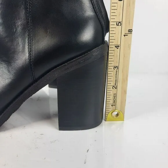 FRANCO SARTO rivettall leather casual knee high boots Stacked Heel 10 M