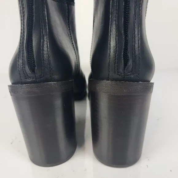 FRANCO SARTO rivettall leather casual knee high boots Stacked Heel 10 M