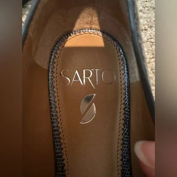 FRANCO SARTO | Steel Blue Alligator Print Leather Classic Loafers | Womens 5.5
