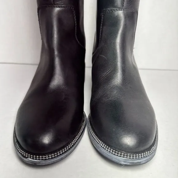 Franco Sarto | Tall Leather Wide Calf Boots w/ Metal Trim Accent | Size 5.5