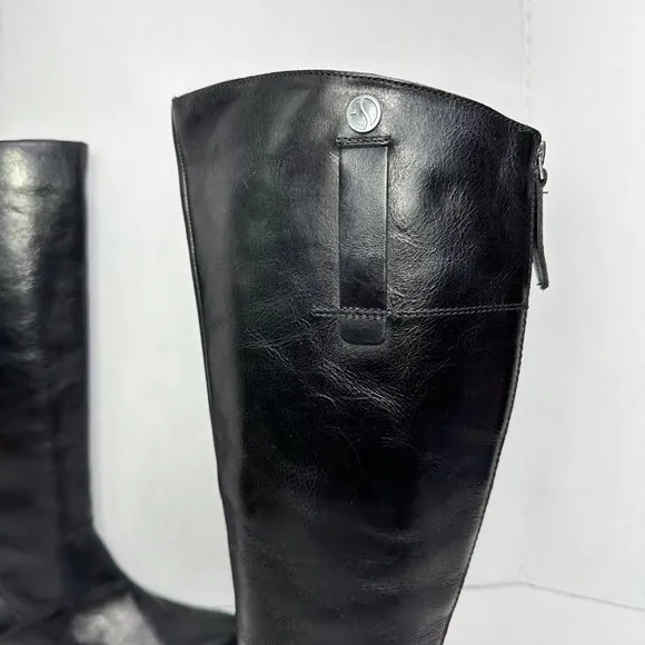 Franco Sarto | Tall Leather Wide Calf Boots w/ Metal Trim Accent | Size 5.5