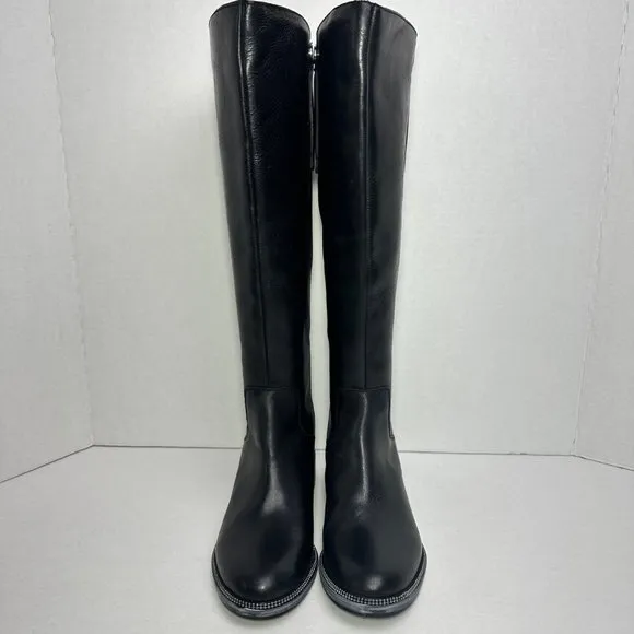 Franco Sarto | Tall Leather Wide Calf Boots w/ Metal Trim Accent | Size 5.5
