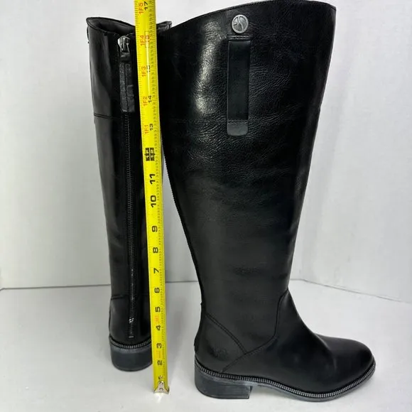 Franco Sarto | Tall Leather Wide Calf Boots w/ Metal Trim Accent | Size 5.5
