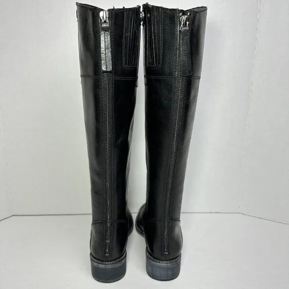 Franco Sarto | Tall Leather Wide Calf Boots w/ Metal Trim Accent | Size 5.5