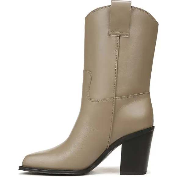 Franco Sarto Tan Heeled Boots with Western Design​